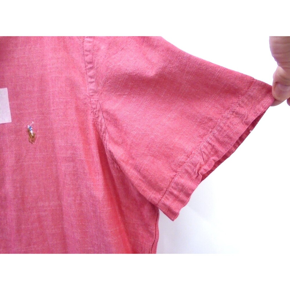 Polo Ralph Lauren Chambray Oxford Shirt Mens XL Red Short Sleeve Classic Flesh - Picture 8 of 10